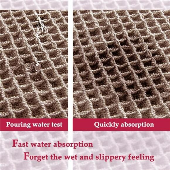 Tan waffle bath mat non slip absorbent bathroom rug soft washable floor mat 18x3 - Picture 4 of 7